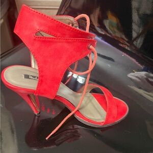 Red Lace-Up Heels